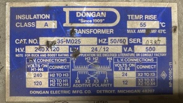 Dongan 35-M025 Class A Transformer - Image 2