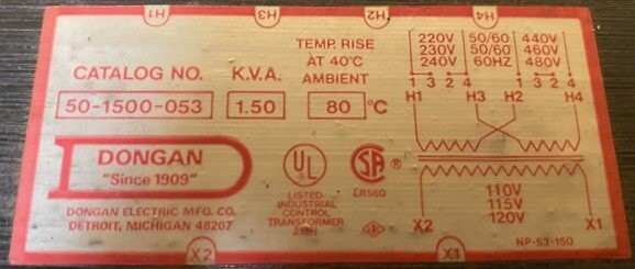 Dongan 50-1500-053 1.5 kVA Transformer - Image 3
