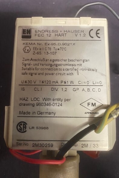 Endress+Hauser FEC12ER Hart Multicap T Level Sensor in E1 Holder