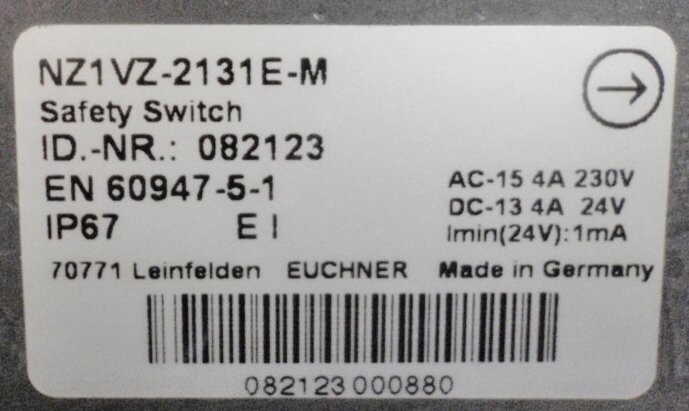 Euchner NZ1 VZ-2131E-M Safety Switch - Image 3