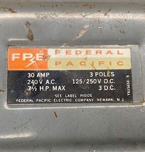 Federal Pacific 3332SN Enclosed Fusible Safety Switch - Image 2