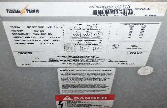 Federal Pacific T43T75 Transformer - Image 2