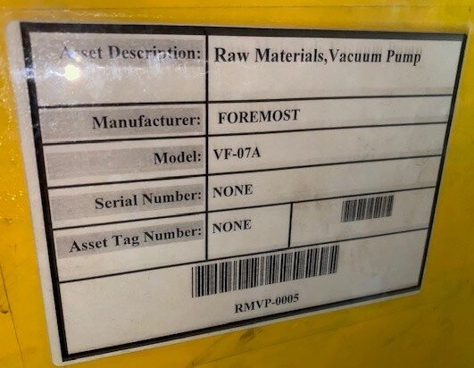 Foremost VF-07A Raw Materials Vacuum Pump - Image 3