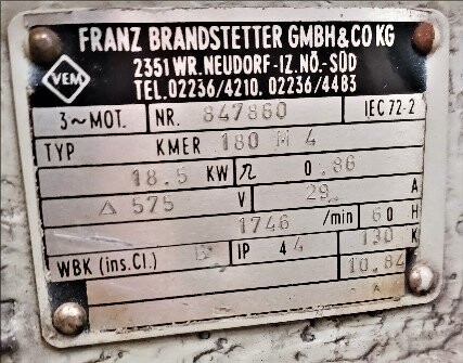 Franz Brandstetter 180-M-4 25 HP Motor - Image 2