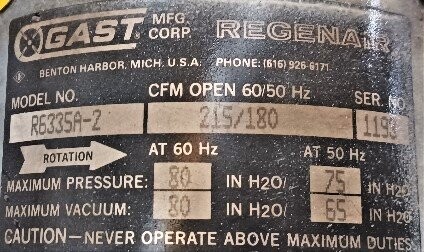 Gast R6335A-2 3.5 HP Regenair Blower - Image 2