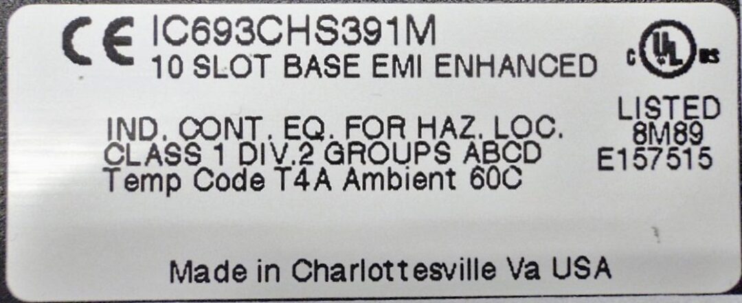GE-Fanuc IC693CHS391M 10 Slot Base EMI Enahnced with Lithium Battery - Image 2