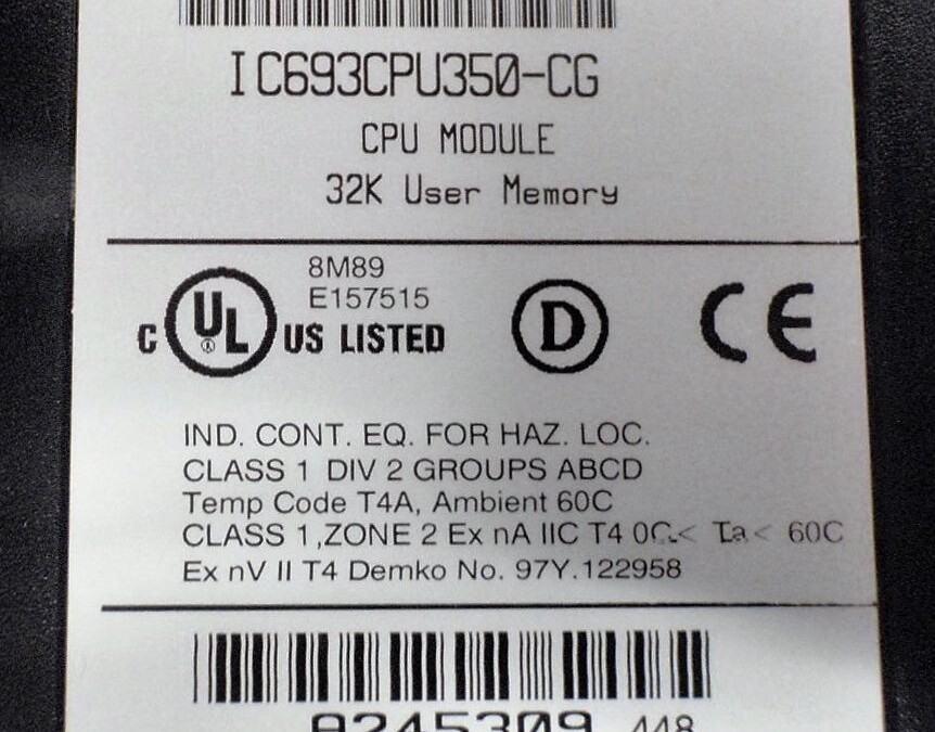 GE-Fanuc IC693CPU350-CG 8-Rack 32K User Memory CPU Module - Image 3