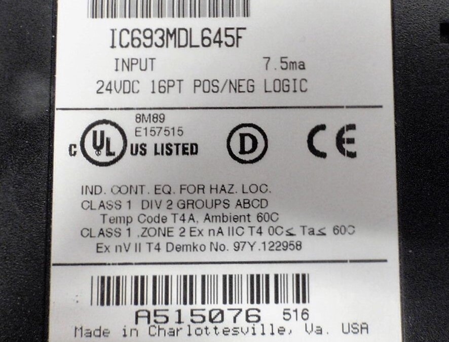 GE-Fanuc IC693MDL645F 16-Point 7.5 MA Input Module - Image 4