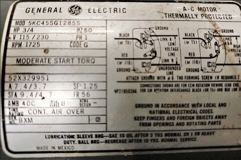 GE 5KC45SG1285S .75 HP Motor - Image 2