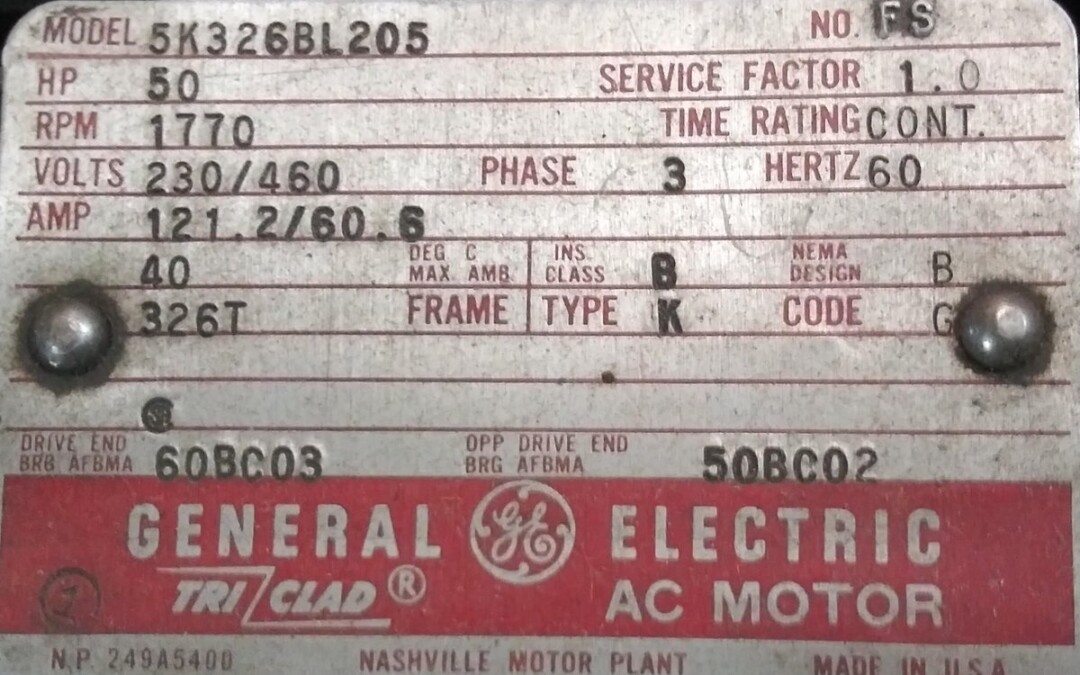 GE 5K326BL205 50 HP Motor - Image 2