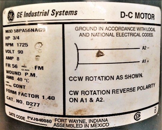 GE 5BPA56NAG9 DC Motor - Image 2