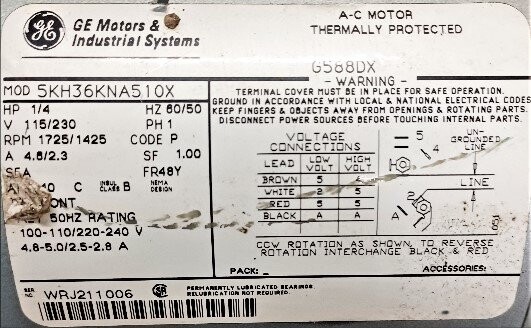 GE 5KH36KNA510X .25 HP Motor - Image 2