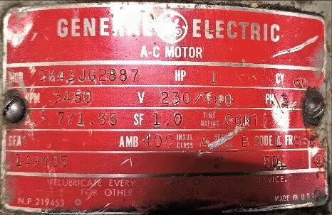 GE 5M43JG2887 1 HP Motor - Image 2