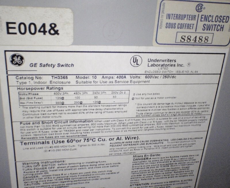 GE TH3365R Heavy Duty Safety Switch - Image 4