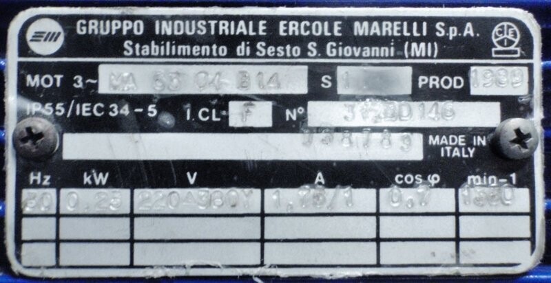 Gruppo Industriale Ercole Marelli MA63C4B14 .335 HP Motor - Image 4