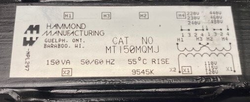 Hammond Manufacturing MT150MQMJ Control Transformer - Image 2