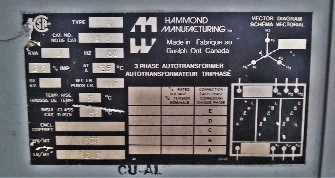 Hammond Manufacturing K315 15 kVA Transformer - Image 2