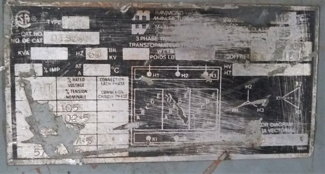 Hammond Manufacturing QT309M 30 kVA Transformer - Image 2