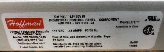 Hoffman LF120V15 Enclosed Fluorescent Light - Image 3