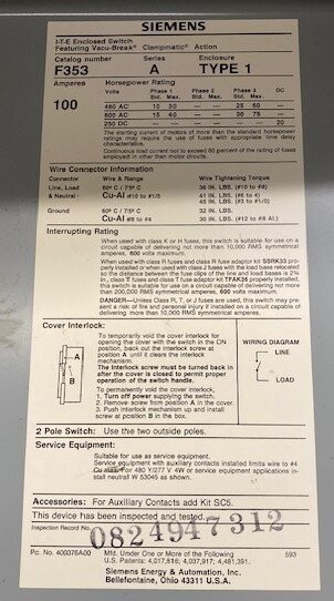 Square D HU364 Series D2 Non Fusible Enclosed Safety Switch - Image 3