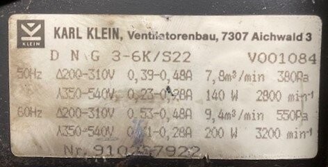 Karl Klein DNG 3-6K/S22 Blower - Image 2