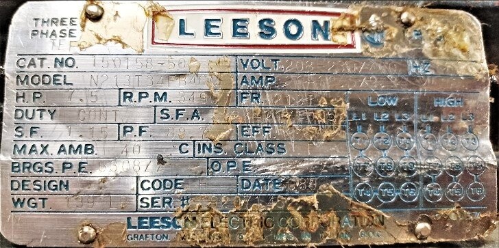 Leeson N213T34FB400 7.5 HP Motor - Image 2