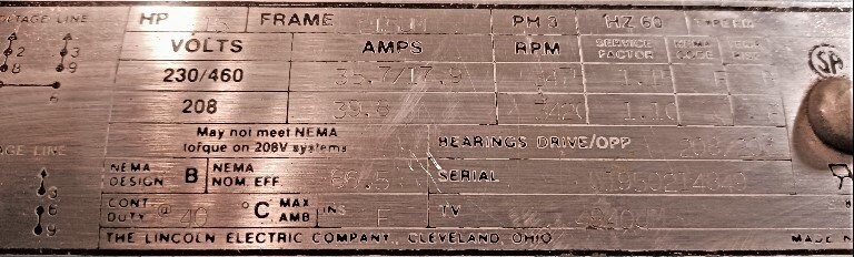 Lincoln Electric Unknown Model 15 HP ODP AC Motor - Image 2