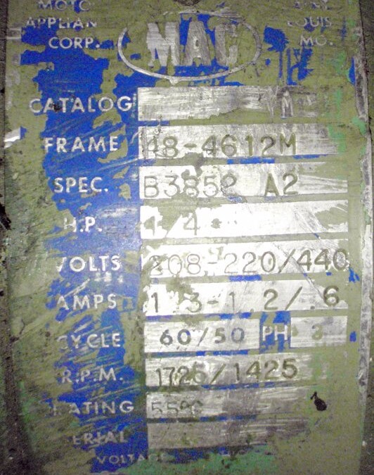 Motor Appliance Corp 48-4612M 1/4hp Motor - Image 2
