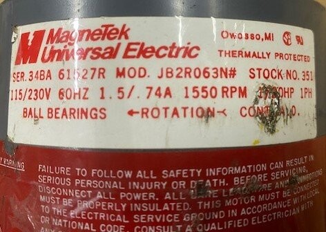 MagneTek JB2R063N Motor - Image 2