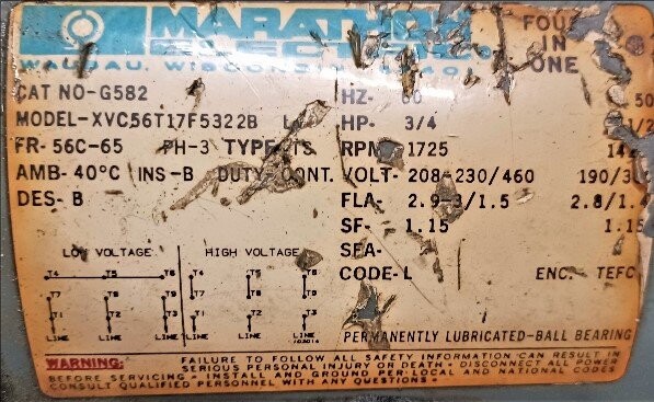 Marathon XVC56T17F5322B 1/3 HP Motor - Image 2