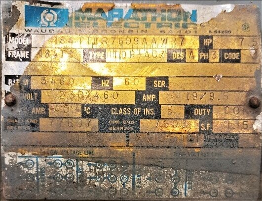 Marathon 184TTDR7609AAWR7 7.5 HP Motor - Image 2