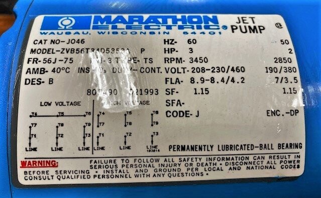 Marathon ZVB56T34D5353A-P Jet Pump - Image 2