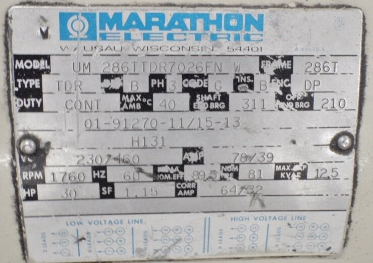 Marathon UM 286TTDR7026FNW 30 HP Motor - Image 2