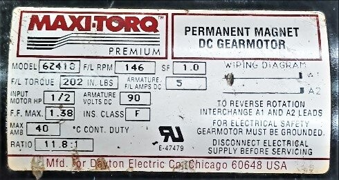 Maxi-Torq 6Z418 Permanent Magnet DC Gearmotor - Image 2
