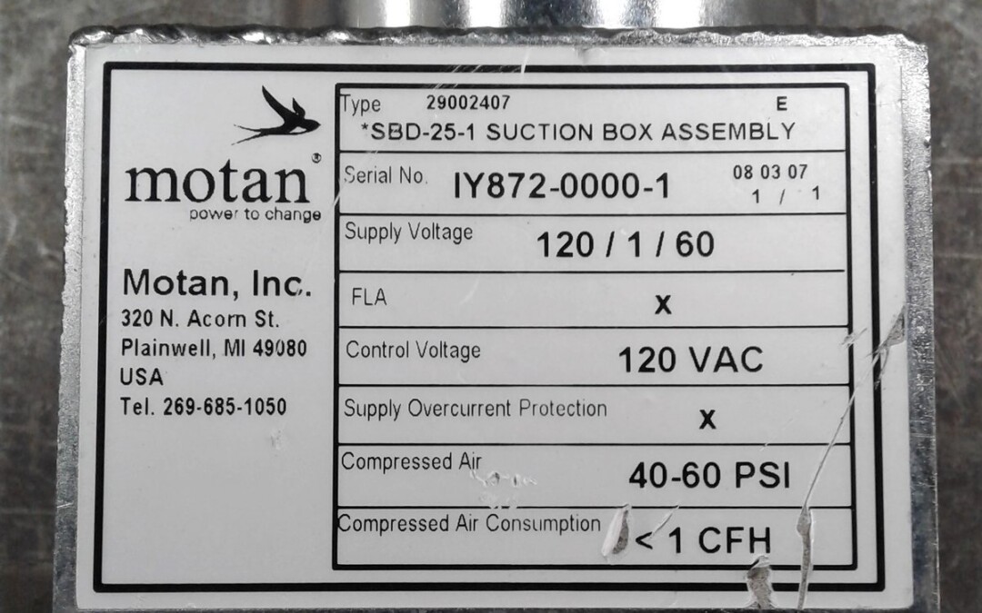 Motan SBD-25-1 Suction Box Assembly - Image 2