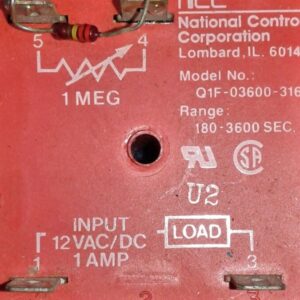 National Controls Corporation Q1F-03600-316 Time Delay Relay