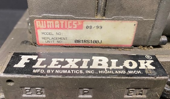 Numatics Repl# 081RS100J Pneumatic Regulator Valve on FlexiBlok 4 Manifold Assembly - Image 3