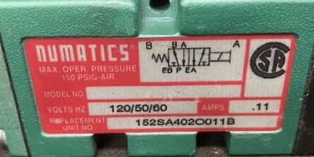 Numatics Repl# 152SA4020011B Pneumatic Valve - Image 2