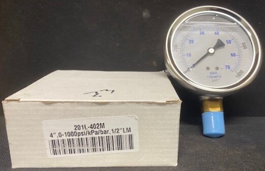 PIC Gauges 201L-402M 0-1000 PSI Gauge