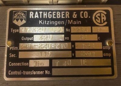 Rathgeber ET320CSA Transformer - Image 3