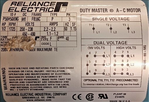 Reliance P56H5069G 1/2 HP AC Motor - Image 2