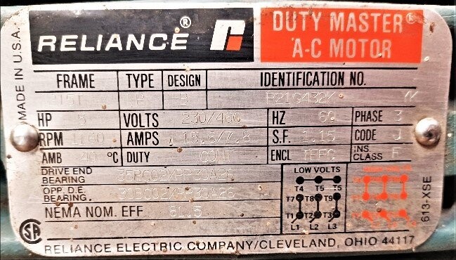 Reliance Unknown Model 5 HP AC Motor - Image 2