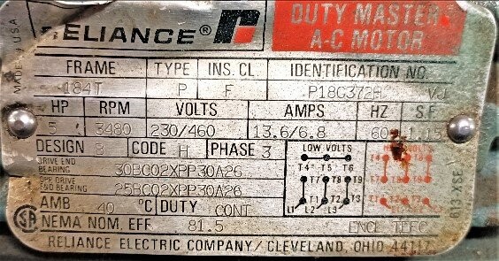 Reliance Unknown Model 5 HP AC Motor - Image 2