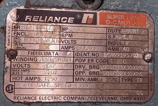 Reliance B2811ATZ 60 HP DC Drive Motor - Image 2
