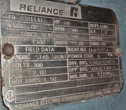 Reliance B2811ATZ 60 HP DC Drive Motor - Image 3
