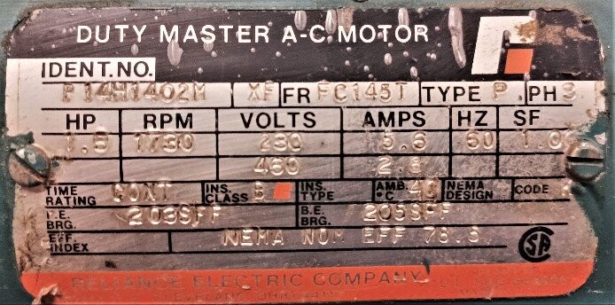 Reliance P14H1402H 1.5 HP AC Motor - Image 2