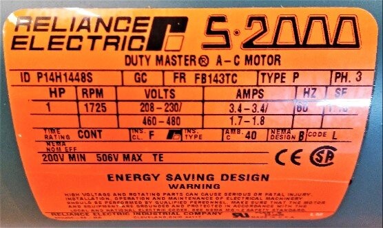 Reliance P14H1448S 1 HP Motor - Image 2