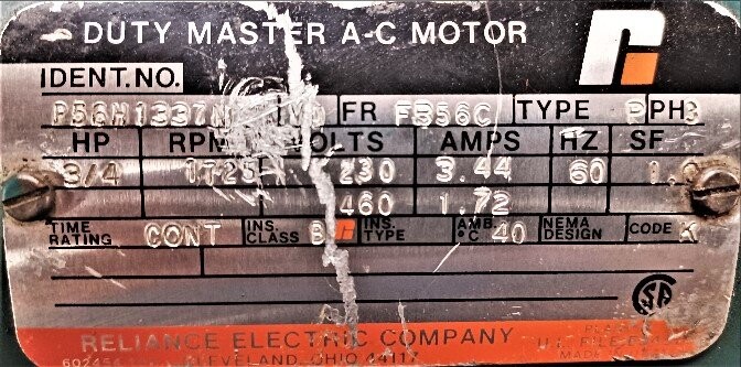 Reliance P56H1337N .75 HP Motor - Image 2