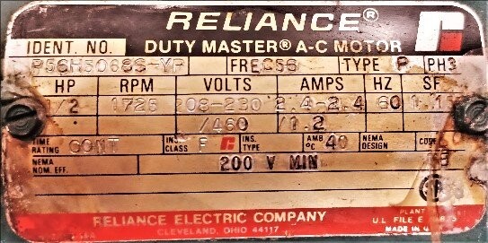 Reliance P56H50685-YP .5 HP Motor - Image 2