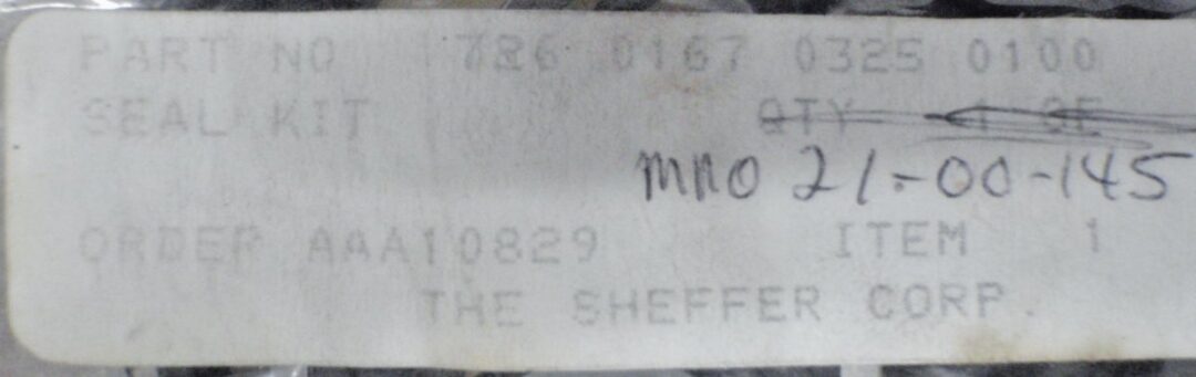 Sheffer Corporation 726 0167 0325 0100 Seal KIt - Image 3